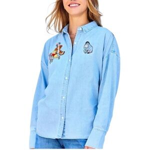 NEW Disney Parks Winnie the Pooh and Pals Denim Shirt Women Size 2X Blue